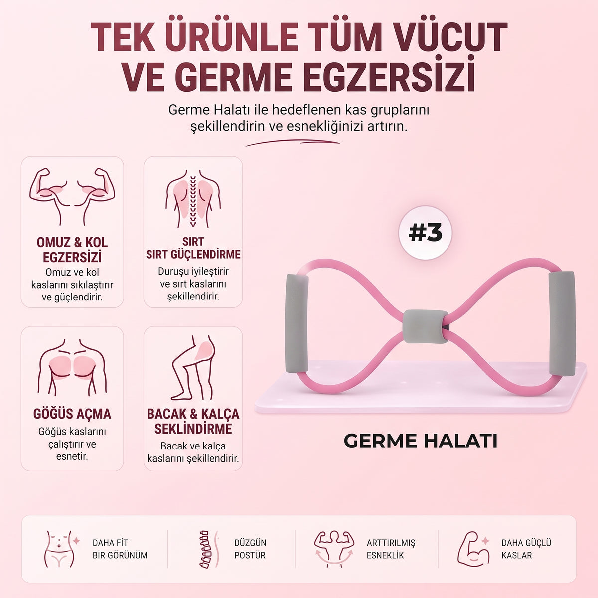Pilates Direnç Halatı | Sırt ve Omuz Açıcı Egzersiz Lastiği