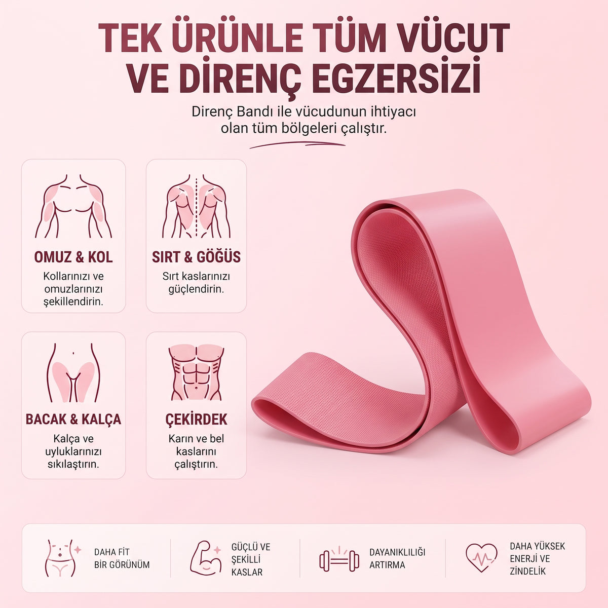Pilates Direnç Bandı | Kalça, Bacak ve Kol Egzersiz Lastiği